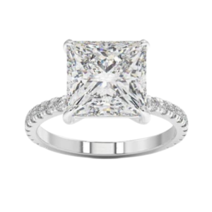 Diamond Ring Princess and Round Cut 5.15 Carats