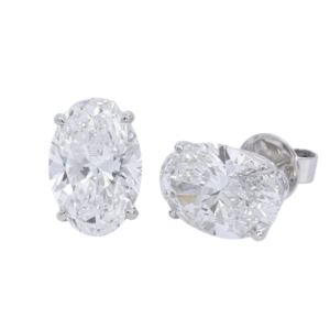 Diamond Earrings Oval Cut 6.08 Carats